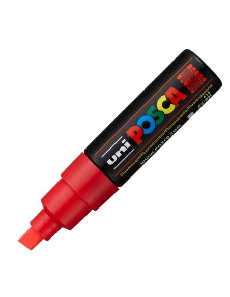 POSCA MARCADOR  PC-8K NO PERMANENTE PUNTA BISELADA 80MM ROJO FLUOR