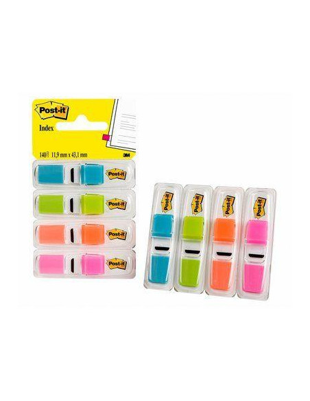 BANDERITAS ADHESIVAS POST-IT 683-4ABX 12  PACK de 4 AZUL-AMARILLO-NARANJA-ROSA