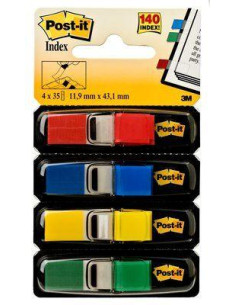 POST-IT INDEX ROJO AZULAMARILLO VERDE - 4 DISPENSADORES STD 4X35
