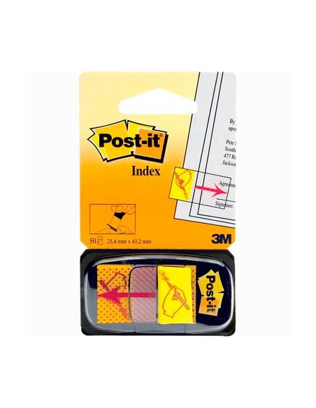 POST-IT INDEX 680 SIMBOLO FIRMA DISPENSADOR 1X50 AMARILLO -12U-