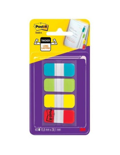 POST-IT INDEX RIGIDO ROJO AMARILLO AZUL DISPENSADOR 4 COLORES X 10 MARCADORES