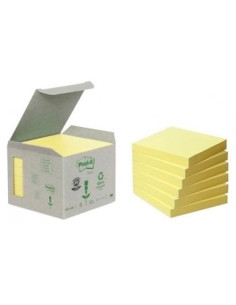 POST-IT BLOC NOTAS ADHESIVAS RECICLADAS 100H 76X76 CANARY YELLOW PAQUETE 6 UD