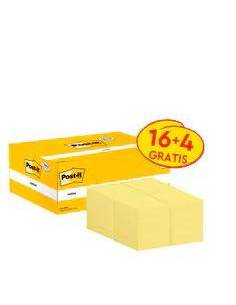 POST-IT BLOC NOTAS ADHESIVAS 653 100H 38X51 NO ENCELOFANADOS CANARY YELLOW PAQUETE 16 UD  4 UD GRATIS
