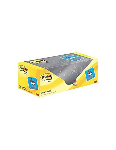 POST-IT BLOC NOTAS 654 100H 76X76 CANARY YELLOW NO ENCELOFANADOS PAQUETE 16 UD  4 UD GRATIS