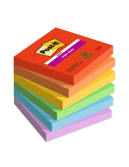 POST-IT NOTAS ADHESIVAS SUPER STICKY 3 COLORES LUGARES PLAYFUL 76X76 6 BLOCS