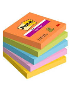 POST-IT BLOCS NOTAS SUPER STICKY 90 HOJAS 4 COLORES NEÓN LUGARES BOOST 76X76 5 BLOCS