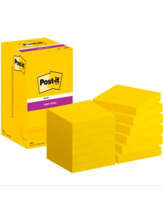 POST-IT BLOC NOTAS ADHESIVAS 654 SUPER STICKY 90H 76X76 ULTRA AMARILLO PAQUETE 12 UD