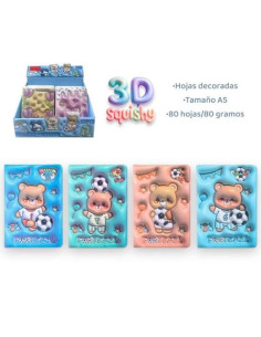 ROYMART LIBRETAS 3D FUTBOL AND BEAR 80H DECORADAS A5 80GR 4 DISEÑOS EXPOSITOR 12 UD
