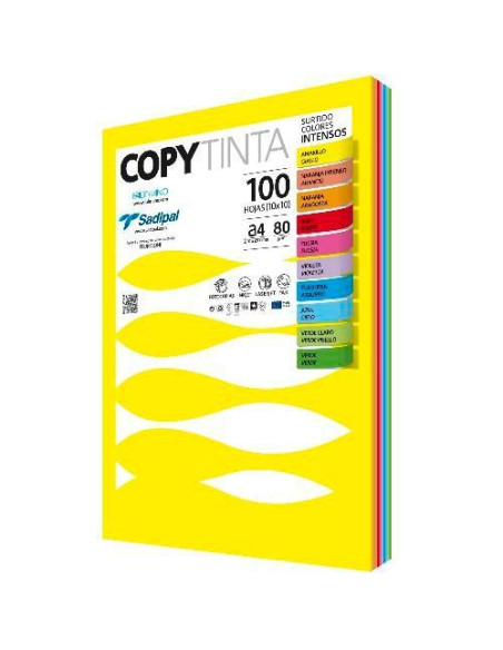 SADIPAL PAPEL COPYTINTA A4 80GR INKJETLÁSER PAQUETE 100H COLORES SURTIDOS INTENSOS