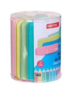 SAFTA SET DE 12 PORTATODOS ESTRECHOS SILICONA COLORES SURTIDOS