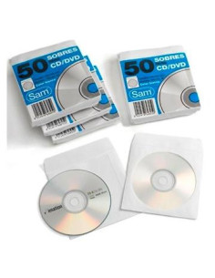 SAM SOBRE OFFSET BLANCO 90 GR ENGOMADO AUTOADHESIVO 125X125 PARA CDSDVD 50 SOBRES