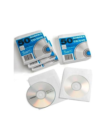 SAM SOBRE OFFSET BLANCO 90 GR ENGOMADO AUTOADHESIVO 125X125 PARA CDSDVD 50 SOBRES