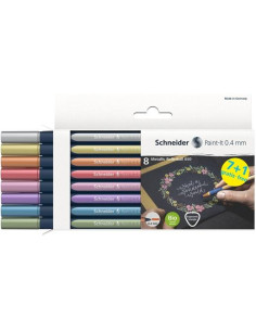 SCHNEIDER ROLLER METÁLICO PAINT-IT 050 COLORES SURTIDOS ESTUCHE 8 UD