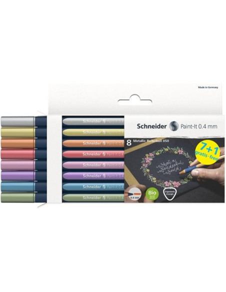 SCHNEIDER ROLLER METÁLICO PAINT-IT 050 COLORES SURTIDOS ESTUCHE 8 UD
