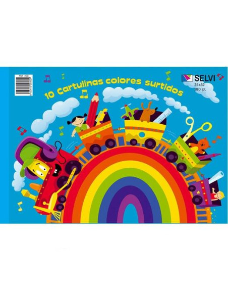 SELVI CUADERNO PARA MANUALIDADES CON 10 CARTULINAS 24X32CM 180GR COLORES SURTIDOS