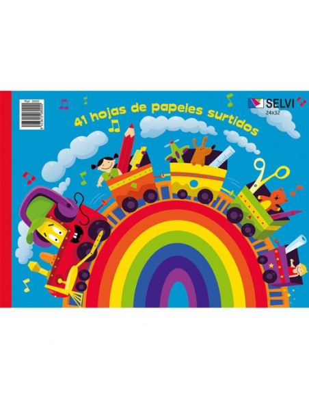 SELVI CUADERNO PARA MANUALIDADES CON 41 HOJAS 24X32CM DE PAPELES SURTIDOS