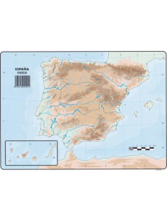 SELVI MAPA MUDO FÍSICO DE ESPAÑA A4 -50U-