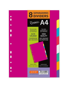 SENFORT JUEGO 8 SEPARADORES A4 PP RÍGIDO DYNAMIC CSURTIDOS