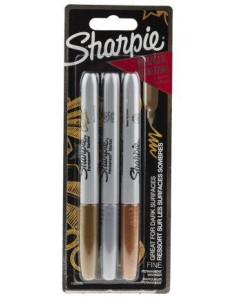 SHARPIE MARCADOR PERMANENTE BL3 FINE METÁLICO CSURTIDOS BLÍSTER 3 UD