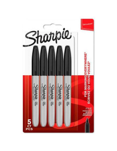 SHARPIE MARCADOR PERMANENTE PUNTA FINA NEGRO BLÍSTER 5 UD