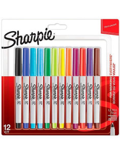 SHARPIE ROTULADOR PERMANENTE PUNTA ULTRAFINA CSURTIDOS BLÍSTER 12 UD