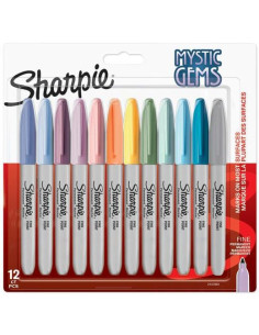 SHARPIE MARCADOR PERMANENTE MYSTIC GEMS CSURTIDOS PASTEL BLÍSTER 12 UD
