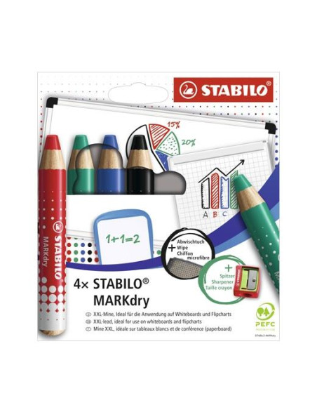 MARCADOR PIZARRA STABILO MARKDRY SURTIDO ESTUCHE DE 4