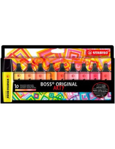 STABILO MARCADOR FLUORESCENTE BOSS ORIGINAL ARTY CSURTIDOS CÁLIDOS ESTUCHE 10 UD