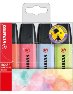 STABILO BOSS MARCADOR FLUORESCENTE ESTUCHE 4 COLORES PASTEL