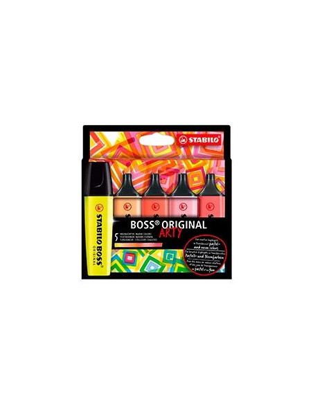 STABILO MARCADOR FLUORESCENTE BOSS ORIGINAL ARTY CSURTIDOS CÁLIDOS ESTUCHE 5 UD
