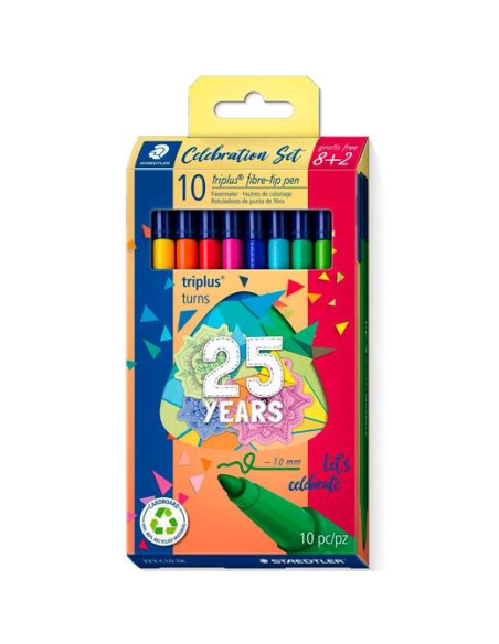 STAEDTLER ROTULADOR TRIPLUS COLOR 323 EDICIÓN 25 AÑOS ESTUCHE 10 CSURTIDOS