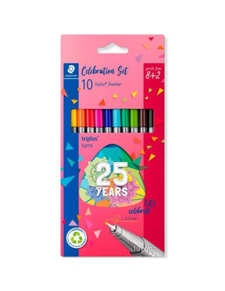 ROTULADOR FIBRA STAEDTLER  334 TRIPLUS FINELINER ESTUCHE de 10