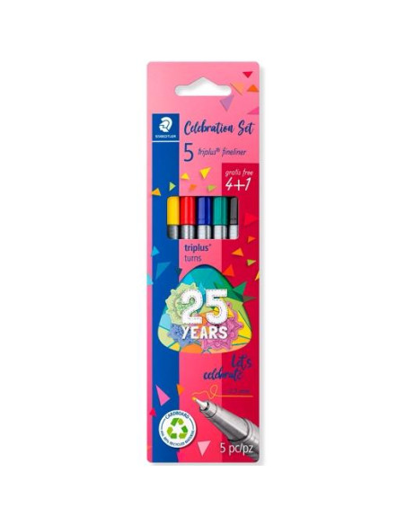 ROTULADOR FIBRA STAEDTLER  334 TRIPLUS FINELINER ESTUCHE de 5