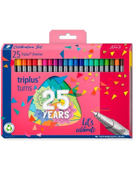 ROTULADOR FIBRA STAEDTLER  334 TRIPLUS FINELINER ESTUCHE de 25
