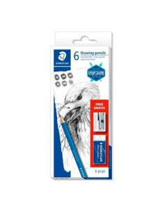 LAPIZ de GRAFITO STAEDTLER 100 LUMOGRAPH DESIGN JOURNEY caja de 6 2H HB B 2B 4B 6B goma peq 526 35 afila 510 10