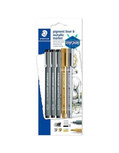 ROTULADOR CALIBRADO STAEDTLER 308 PIGMENT LINER BOLSA de 3  2 METALIC