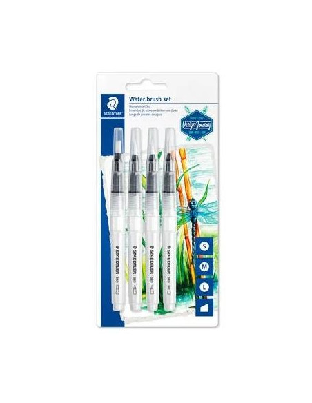 PINCEL DE AGUA STAEDTLER DESIGN JOURNEY AGUA 949 BLISTER DE 4 redondo fino redondo medio redondo largo biselado