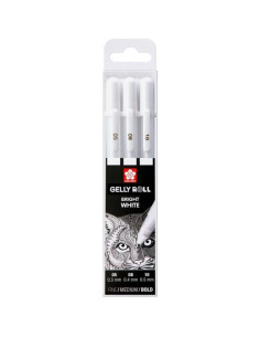 TALENS SAKURA BOLÍGRAFOS GELLY WHITE FINOMEDIOGRUESO GEL BRILLANTE ESTUCHE DE 3 BLANCO
