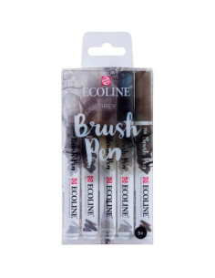 TALENS ECOLINE ROTULADORES BRUSH PEN PUNTA PINCEL GRIS ESTUCHE 5 UD