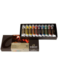 TALENS REMBRANDT SET BÁSICO DE PINTURAS AL ÓLEO CON 10 TUBOS DE 15ML COLORES SURTIDOS