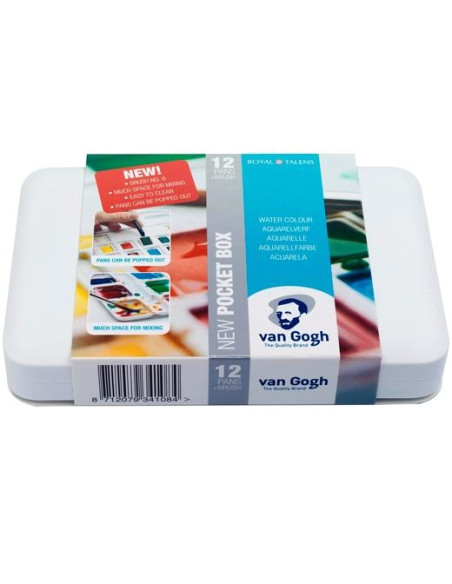 TALENS VAN GOGH SET ESTUCHE DE PINCEL  PALETA  12 ACUARELAS COLORES BÁSICOS SURTIDOS