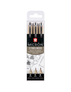 TALENS SAKURA ROTULADORES PERMANENTES PIGMA MICRON FINELINER ESTUCHE DE 3 NEGRO