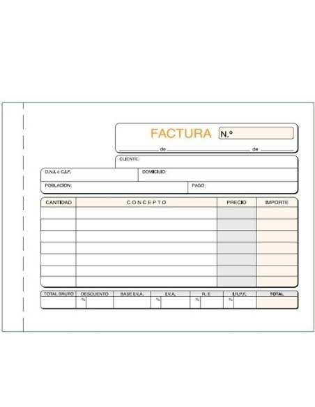 TALONARIO FACTURAS OCTAVO APAISADO DUPLICADO AUTOCOPIA