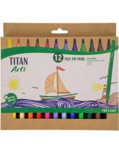 TITAN ARTS ROTULADORES COLORES SURTIDOS ESTUCHE 12 UD