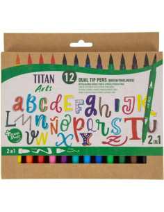 ROTULADOR FIBRA TITAN DOBLE PUNTA CAJA de 12