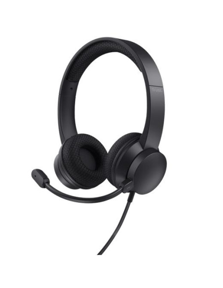 TRUST AURICULARES HS-260 ESTÉREO CABLE USB CON MICRÓFONO FLEXIBLE AJUSTABLE NEGRO