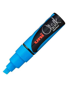 UNIBALL MARCADOR DE TIZA LÍQUIDA CHALK PWE-8K PUNTA BISELADA AZUL CLARO