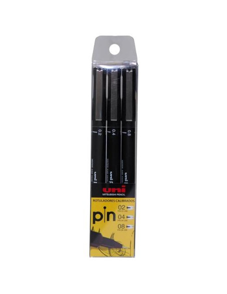 ROTULADOR CALIBRADO UNI-BALL PIN NEGRO BOLSA de 3