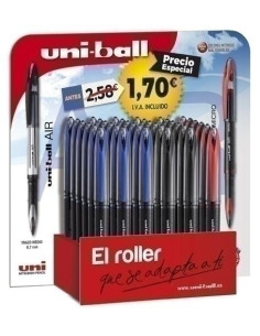 ROLLER TLIQ UNI-BALL AIR MICRO 05 EXPOSITOR de 36 18x 190488000 AZUL 12x 190470000 NEGRO  6x 190496000 ROJO