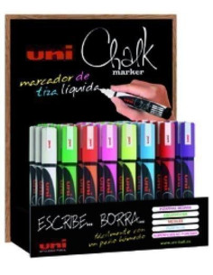 MARCADOR TIZA LIQUIDA UNI-BALL CHALK MARKER PWE-5M 18-25 mm EXPOSITOR de 36